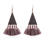 European and American fashion tassel bohemian triangle earrings