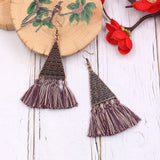 European and American fashion tassel bohemian triangle earrings