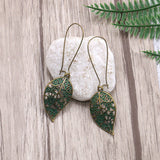 European and American fashion openwork leaf pendant earrings