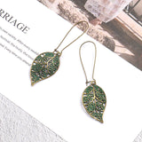 European and American fashion openwork leaf pendant earrings