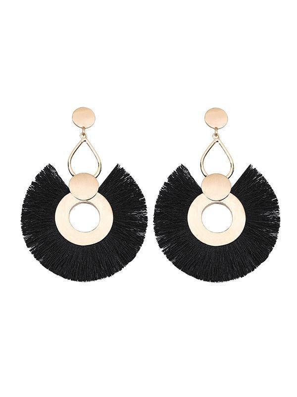 Big Circle Tassel Earrings