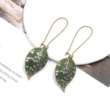 European and American fashion openwork leaf pendant earrings