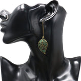 European and American fashion openwork leaf pendant earrings