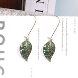 European and American fashion openwork leaf pendant earrings