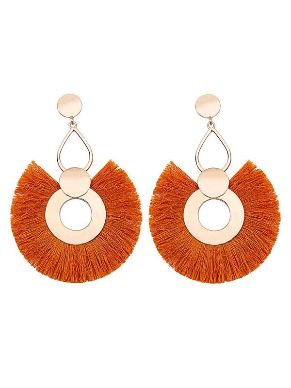 Big Circle Tassel Earrings