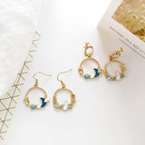 Fashion cute kitten dreamy moon asymmetrical round earrings