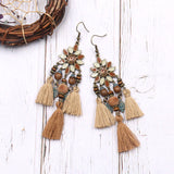 Bohemian fashion ethnic flower tassel earrings