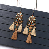 Bohemian fashion ethnic flower tassel earrings