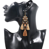 Bohemian fashion ethnic flower tassel earrings