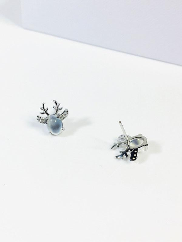 Elk Pattern Silver Earrings