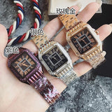 Purple Roman Star Small Square Diamond Women's Watch