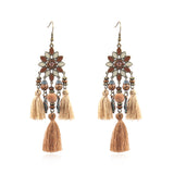 Bohemian fashion ethnic flower tassel earrings