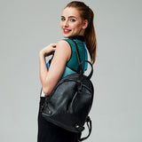 Fashion Black Genuine Leather Backpack
