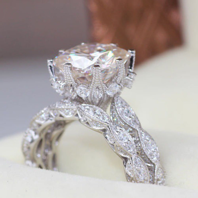 Luxury Clear AAAA Cubic Zircon Ring White Copper with White gold Plated Micro-inlay