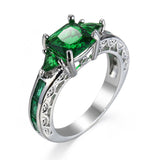 Square Drill Ring Creative Personality Ring inlaid Colorful gemstone