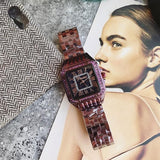 Purple Roman Star Small Square Diamond Women's Watch