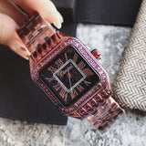 Purple Roman Star Small Square Diamond Women's Watch