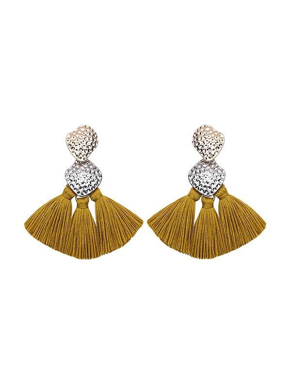 Fan-shaped Alloy Tassel Earrings