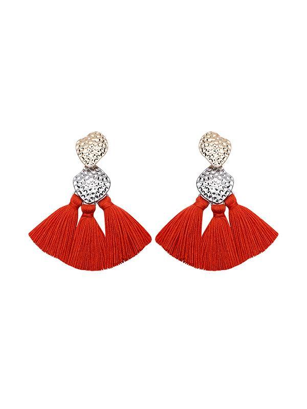 Fan-shaped Alloy Tassel Earrings
