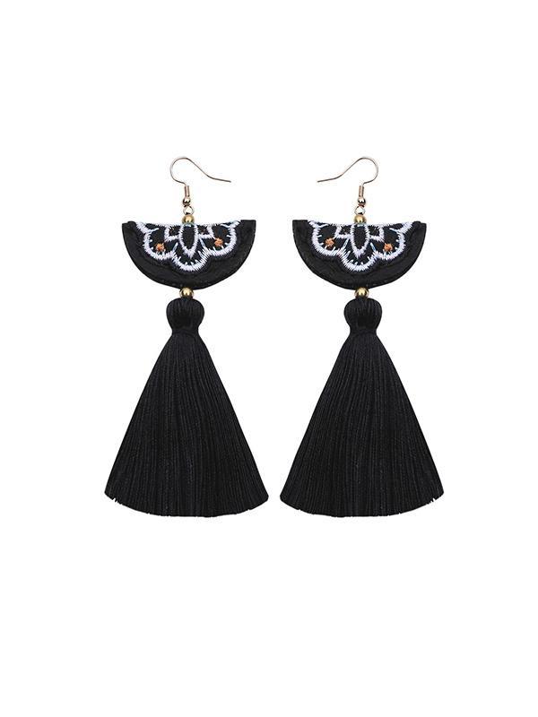 Hand Embroidery Tassel Earrings