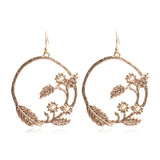 Fashion creative circle branches leaf pattern earrings