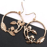 Fashion creative circle branches leaf pattern earrings