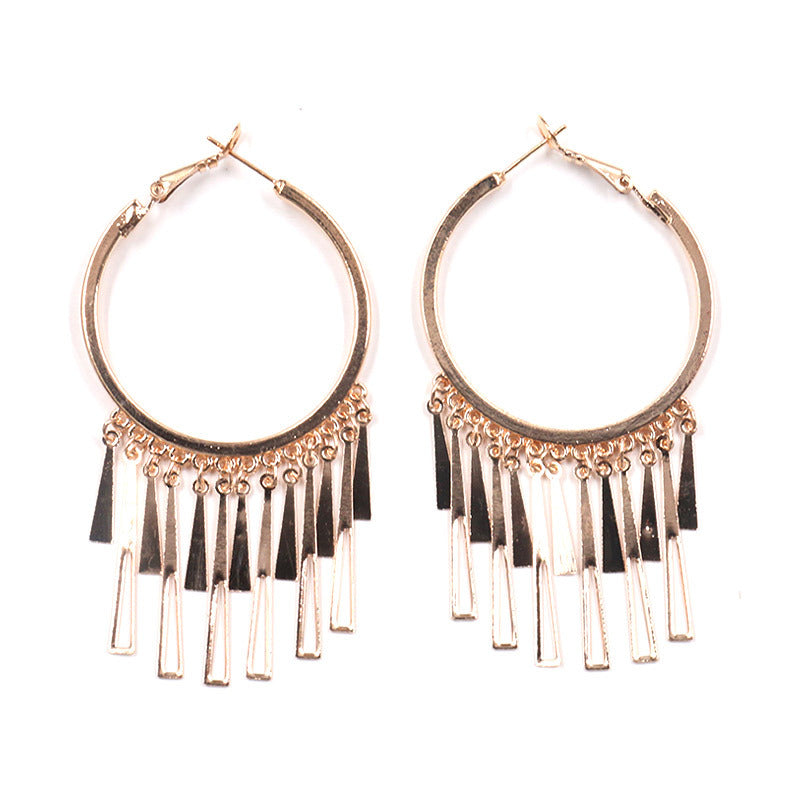 European and American metal tassel long earrings earrings