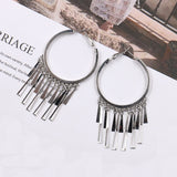 European and American metal tassel long earrings earrings