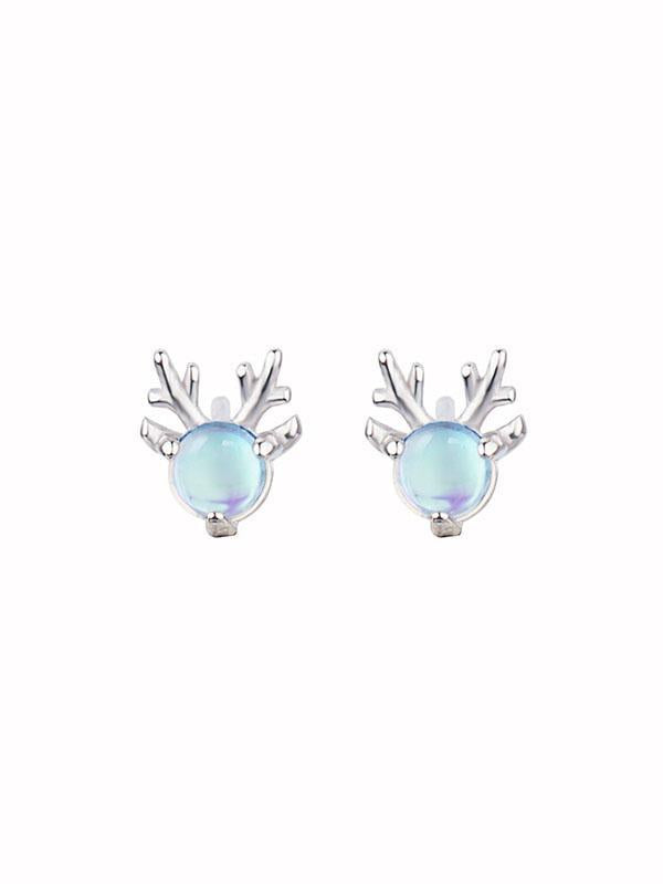 Elk Pattern Silver Earrings