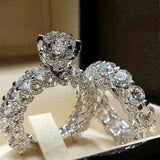 2019 Fashion Luxury Women Engagement Ring Full Round Zircon