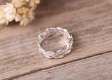 Sleek minimalist women's leaves openwork ring