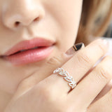 Sleek minimalist women's leaves openwork ring