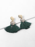 Fan-shaped Alloy Tassel Earrings