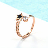 Fashion temperament rose gold five-star ring ring
