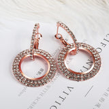 European and American fashion creative long rhinestone earrings ring