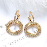 European and American fashion creative long rhinestone earrings ring