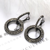 European and American fashion creative long rhinestone earrings ring