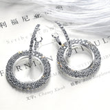 European and American fashion creative long rhinestone earrings ring