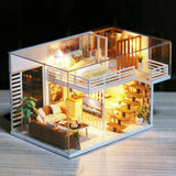 Assemble DIY Doll House With Furniture Dust Cover LED