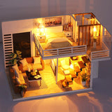 Assemble DIY Doll House With Furniture Dust Cover LED
