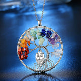 100% Handmake Multi-color Natural Stones and Minerals Life Tree and Cute Owl Necklace Women's Fashion Wedding Jewelry