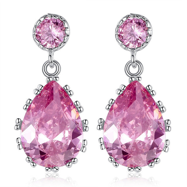 2 Colors Fashion CZ Dangle Earrings for Women Silver Wedding Femme Bijoux Free Shipping