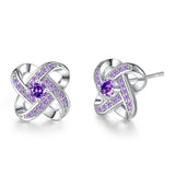 2 Colors Fashion CZ Stud Earrings for Women Best Wedding Gifts Rhodium Plated Clover Jewelry 2018 New