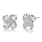 2 Colors Fashion CZ Stud Earrings for Women Best Wedding Gifts Rhodium Plated Clover Jewelry 2018 New