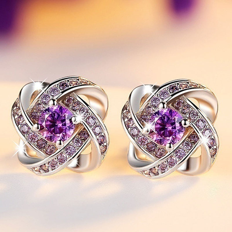 2 Colors Fashion CZ Stud Earrings for Women Best Wedding Gifts Rhodium Plated Clover Jewelry 2018 New
