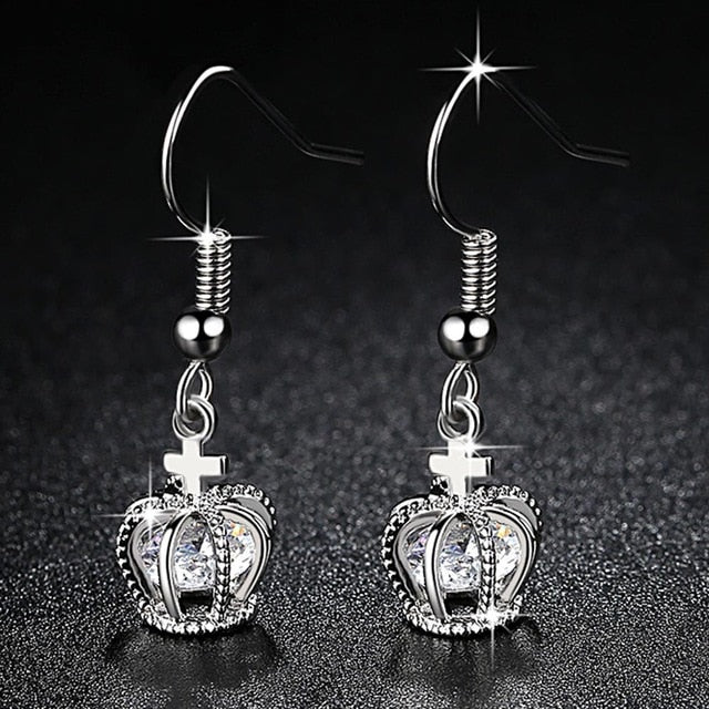 2019 New Design Crown Dangle Earrings for Women Brilliant AAA Cubic Zirconia Wedding Jewelry Ladies Gifts Free Shipping