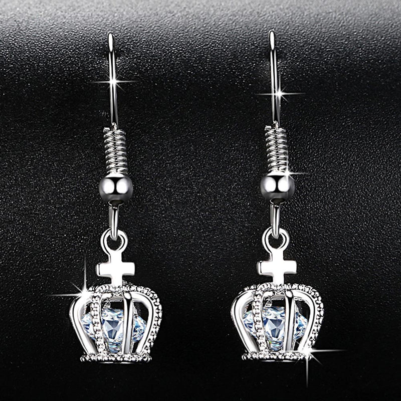 2019 New Design Crown Dangle Earrings for Women Brilliant AAA Cubic Zirconia Wedding Jewelry Ladies Gifts Free Shipping