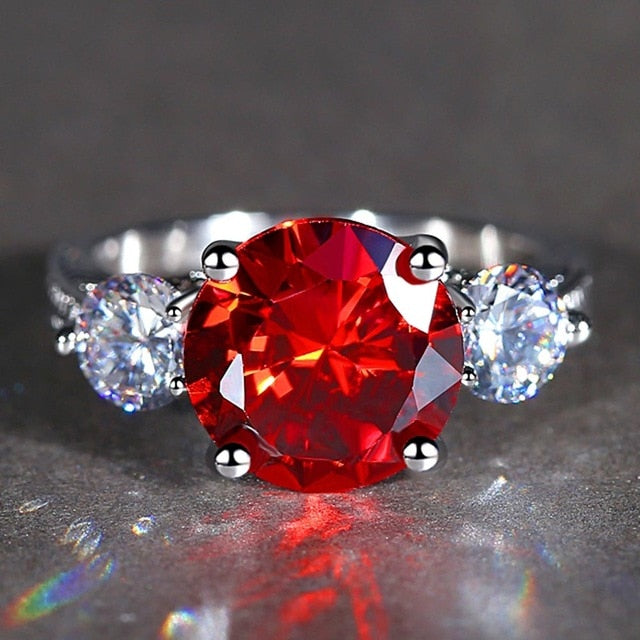 2019 New Fashion 3 Stones Wedding Rings for Women AAA Cubic Zirconia Jewelry Women Accessories