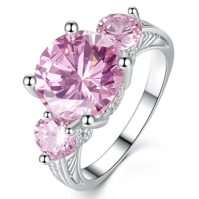 2019 New Fashion 3 Stones Wedding Rings for Women AAA Cubic Zirconia Jewelry Women Accessories