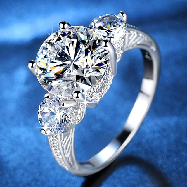 2019 New Fashion 3 Stones Wedding Rings for Women AAA Cubic Zirconia Jewelry Women Accessories
